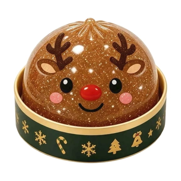 Rdausd Christmas Dumpling Squishy Toy, Slow Rising Reindeer Squeeze Stress Toy in Tin, Soft Sensory Fidget for Desk Relaxation Party Favor Holiday Gift for Family Fun