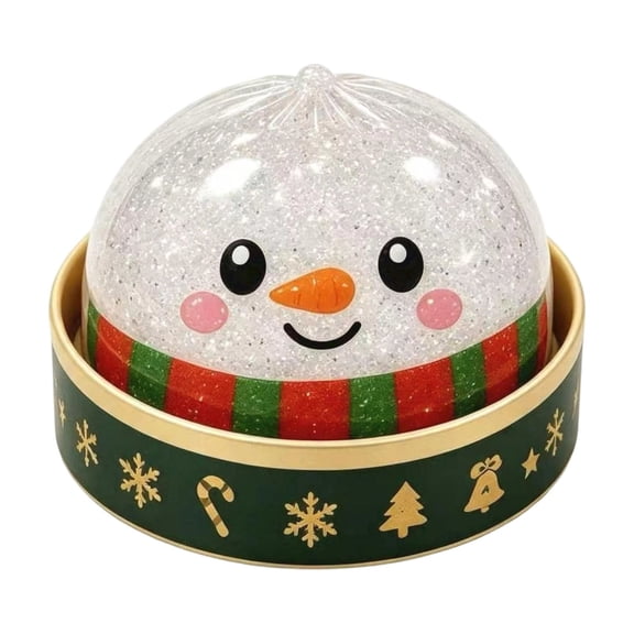 Rdausd Christmas Dumpling Squishy Toy, Slow Rising Snowman Squeeze Stress Toy in Tin, Soft Sensory Fidget for Desk Relaxation Party Favor Holiday Gift for Family Fun