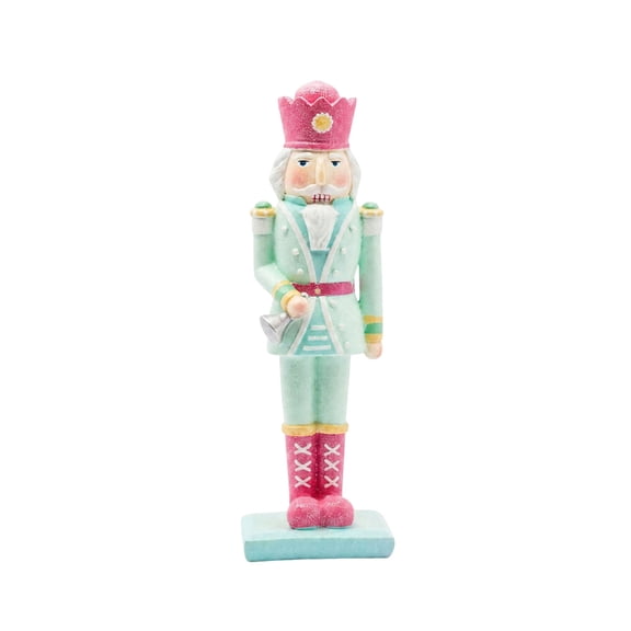 Rdausd Christmas Nutcracker Figurine 7.87 Inch, Pastel Light Green Resin Nutcracker Statue, Tabletop Holiday Decor for Home Living Room Fireplace Mantel Shelf