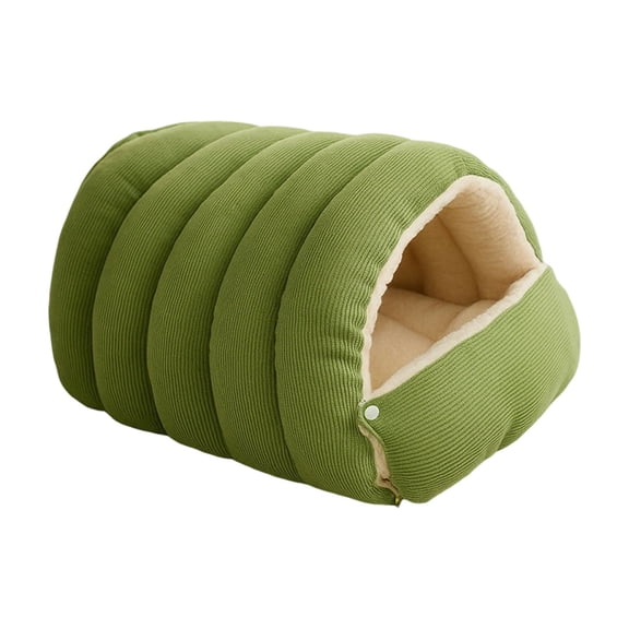 Rdausd Corduroy Cocoon Pet Bed, Hooded Warm Cat Cave with Fleece Lining, Cozy Sleeping Tent for Small Pups or Indoor Cats in Cold Rooms, Winter, Burrow Comfort