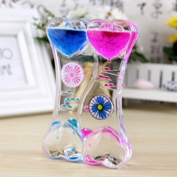 Rdausd Double Heart Liquid Motion Timer Toy, 100 ml Calming Sensory Oil Hourglass for Kids, Ideal for Kids, Indoor or Outdoor Play and Gift Giving, Lightweight Child-Friendly Design
