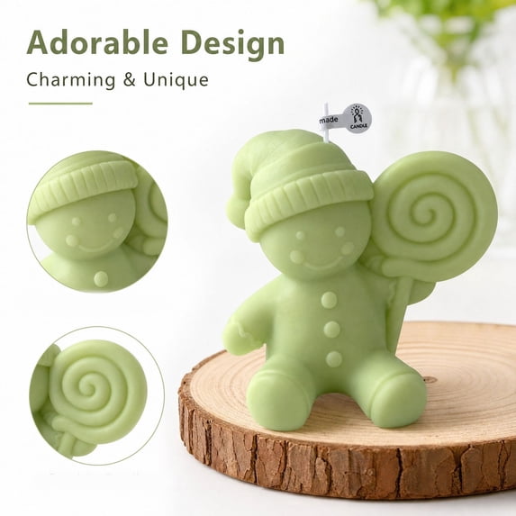 Rdausd Gingerbread Man Scented Candle, Christmas Soy Wax Figurine Candle, Holiday Aromatherapy Gift for Party Favor, Perfect Xmas Holiday Decor Gift for Family Friends
