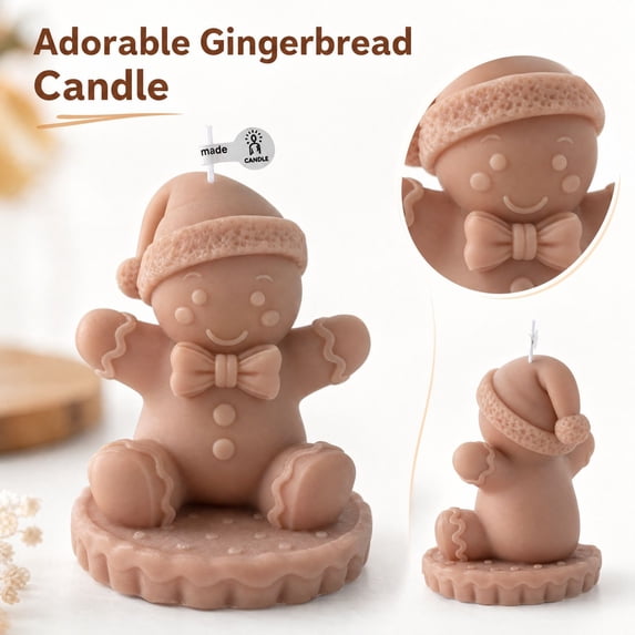 Rdausd Gingerbread Man Scented Candle, Christmas Soy Wax Figurine Candle, Holiday Aromatherapy Gift for Party Favor, Perfect Xmas Holiday Decor Gift for Family Friends