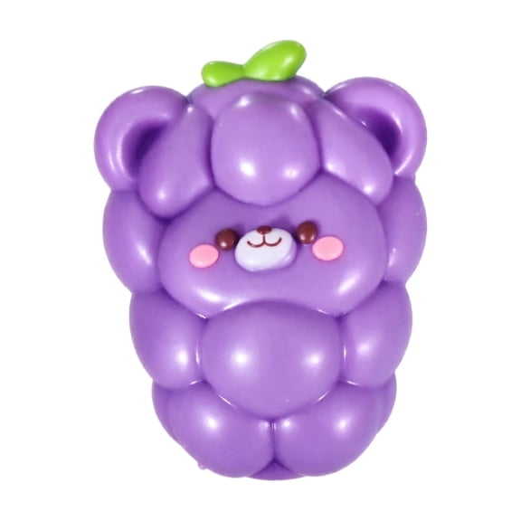 Rdausd Grape Bear Squishy Stress Relief Toy 4.7 x 2.3 Inch, Soft Silicone Fidget Squeeze Sensory Toys, Cute Anxiety Relief Desk Toy for Kids and Adults, Purple