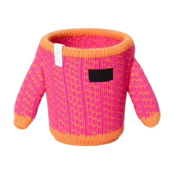 Rdausd Knitted Sweater Coffee Cup Sleeve 3.54x3.15 Inch, Reusable Elastic Cup Cozy Insulator for Hot and Cold Drinks, Cute Mug Jacket for Travel Cups, Rose Red Orange