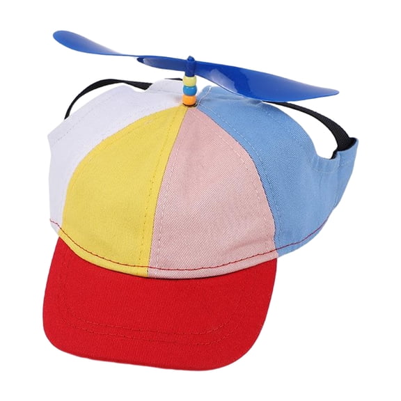 Rdausd Propeller Hat for Dogs and Cats, Funny Rainbow Helicopter Baseball Cap with Ear Holes, Adjustable Chin Strap, Windmill Costume Sun Cap for Parties, Photos, Parades, Walks