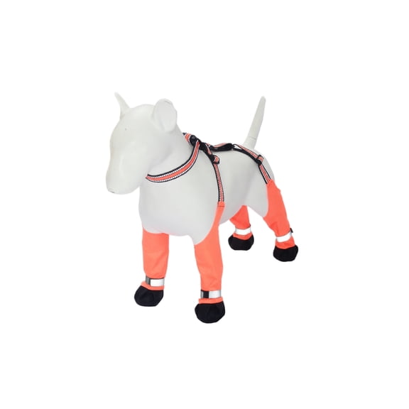 Rdausd Reflective Dog Boots with Full Suspender Harness, Non-Slip Shoes with Adjustable Neck, Back Straps for Small to XXL Dogs, Safety Rain, Snow Booties for Night Walks, Mud