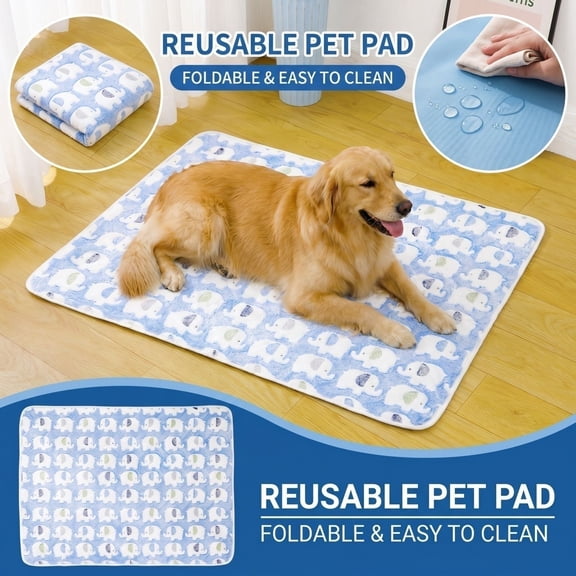 Rdausd Reusable Paw-Print Pet Pee Pad for Dogs and Cats, Waterproof Non-Slip Quick-Dry Washable Whelping Mat on Crate, Sofa, Floor Training, Seven Sizes S to XXXXL, Four Colors