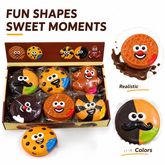 Rdausd Scented Cookie Squishy Toy, 3.94 x 3.94 x 1.18 Inch Slow Rising Novelty Sensory Stress Relief Fidget Toy, Christmas Stocking Stuffer, Assorted Styles