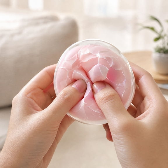Rdausd Squishy Stress Toy, Crunchy Bead Squeeze Ball 2.36 Inch, Soft Sensory Fidget Ball for Adults Desk Office Stress Relief, Pink Color for Home Office Classroom