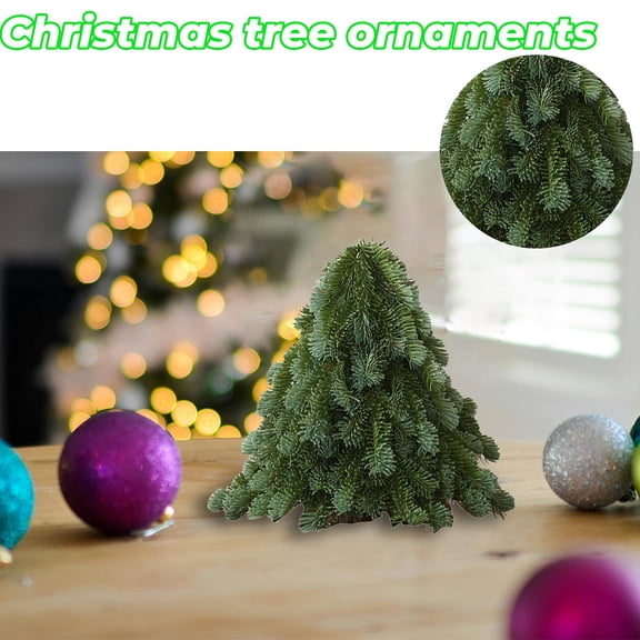 Rdausd Tabletop Christmas Tree 12.2 Inch, Artificial Realistic PE Fir Mini Tree with Natural Wood Slice Base, Unadorned Small Xmas Tree for Desktop Mantel Shelf Home Decor