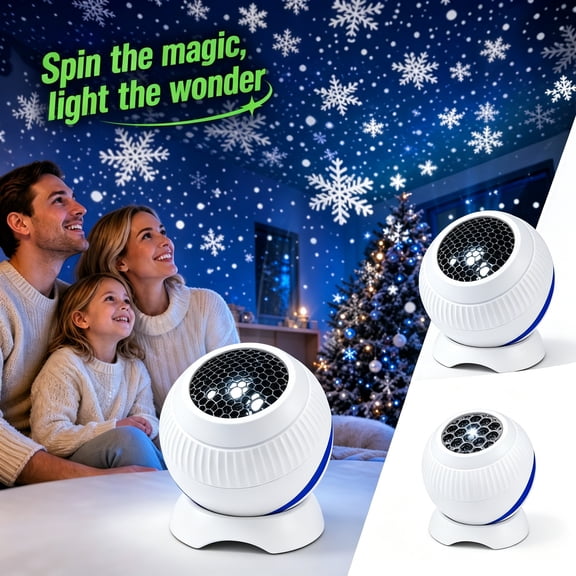 Rdausd Winter Falling Snowflake Projection Night Light, 360 Rotating LED Ceiling Projector Lamp USB, Bedroom Party Home Decor Gift for family fun