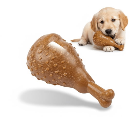 Rdausd Wood-Plastic Chicken Leg Dog Chew Toy, Realistic Drumstick Teething Toy for Puppies and Small Dogs, Tough Bite-Resistant Gnawing Bone for Solo Play, Fetch and Boredom Relief