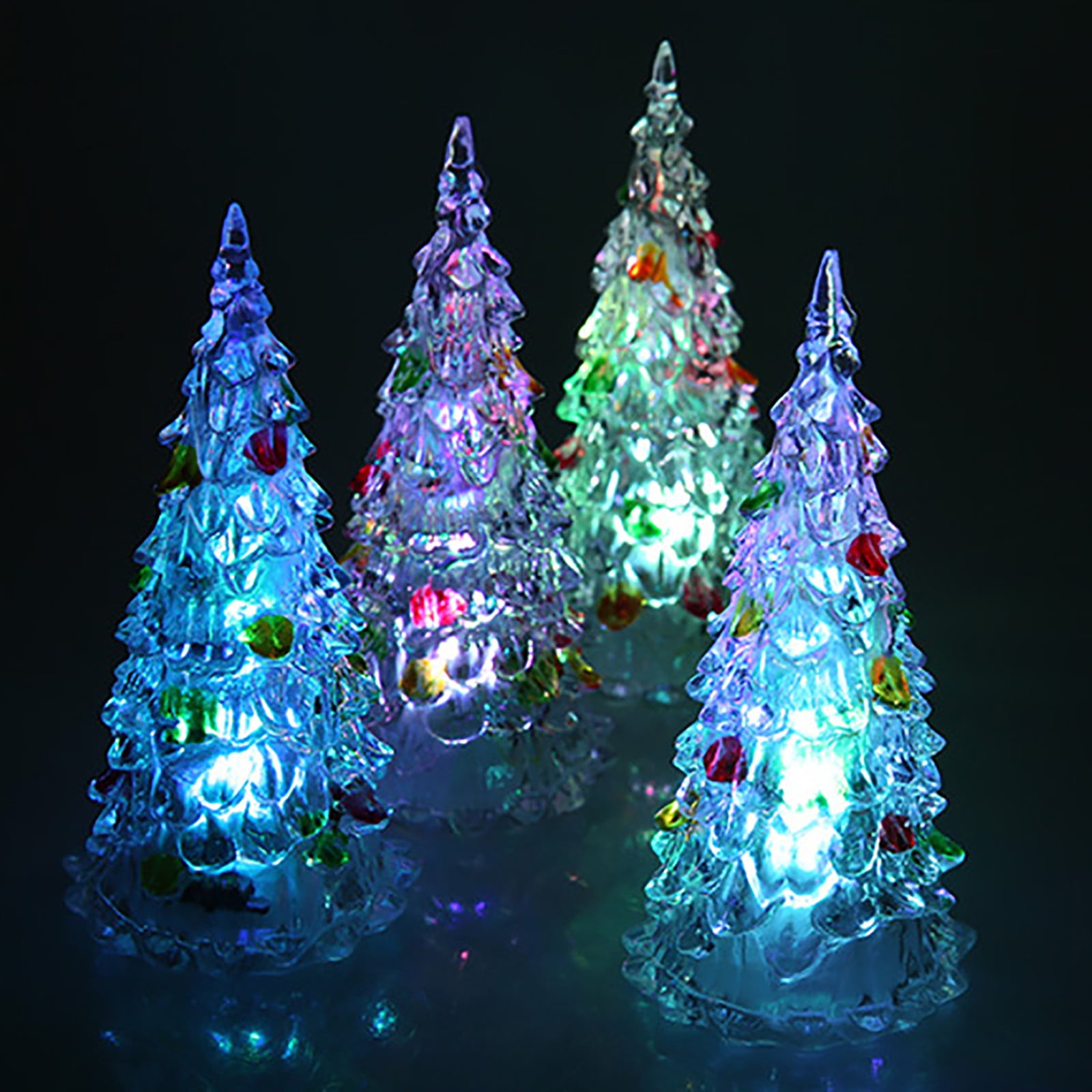 Rdeuod 2 Pcs Lighted Christmas Tree Colorful LED Acrylic Night Light