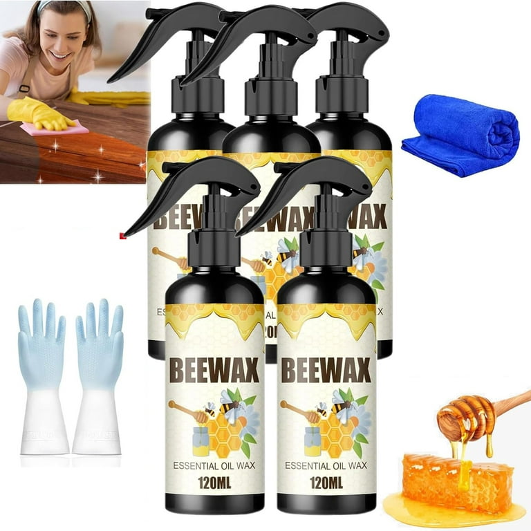 Rdeuod 2024 New Beeswax Spray,120ml Natural Micro-Molecularized Beeswax  Furniture Polish, Bees Wax Furniture Polish And Cleaner, Wood Cleaner and  Polish Furniture Wax with Rags and Gloves 