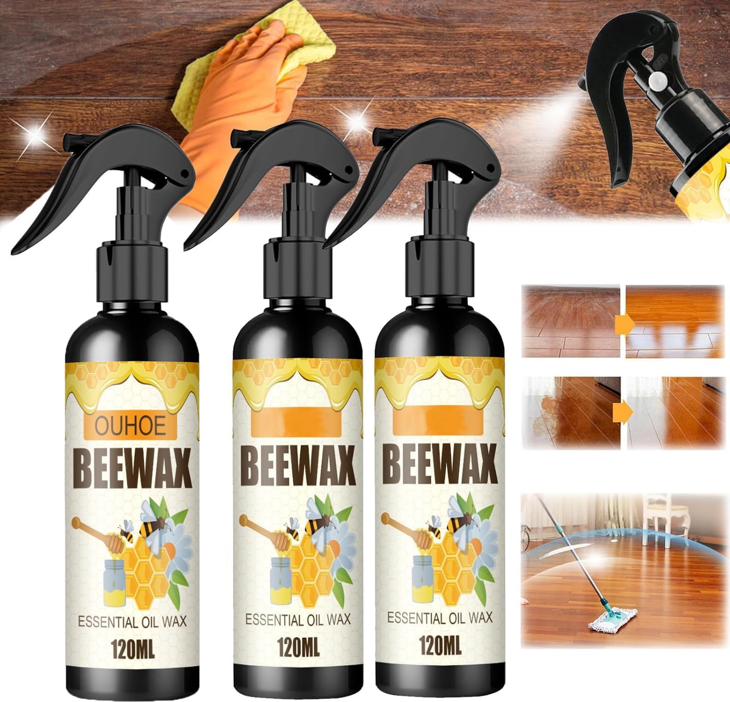 Rdeuod 2024 New Beeswax Spray,120ml Natural MicroMolecularized Beeswax