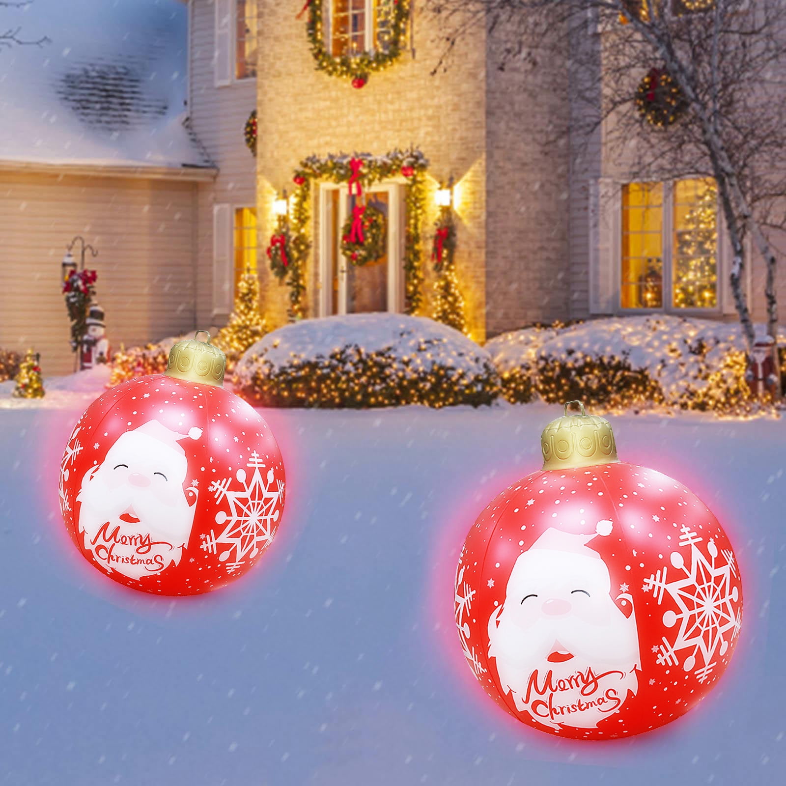 Rdeuod Christmas Tree Balls,Lighted PVC Inflatable Christmas Ball That