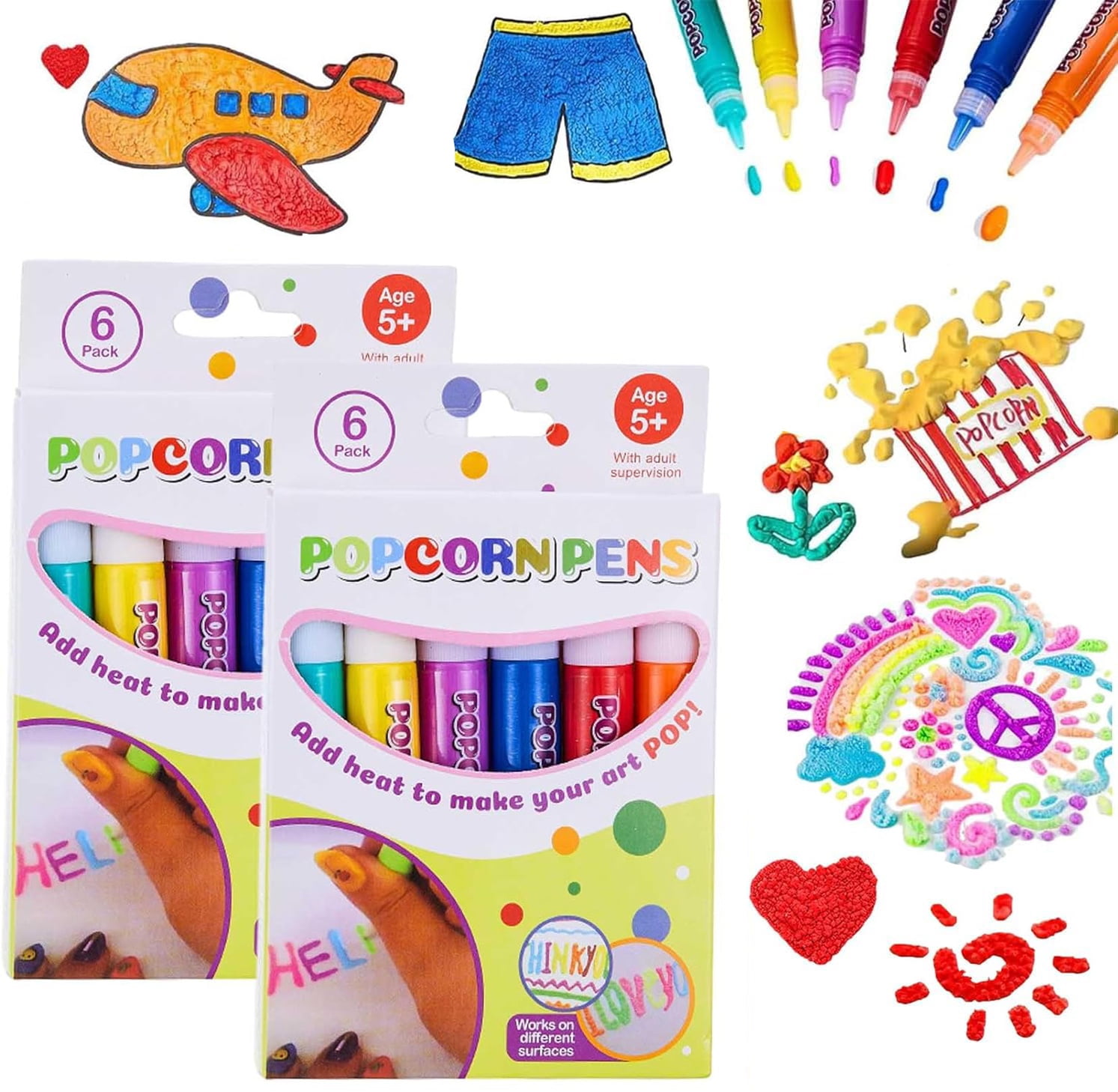 Rdeuod Popcorn Pens,DIY Bubble Popcorn Drawing Pens,Puffy Pens,Magic