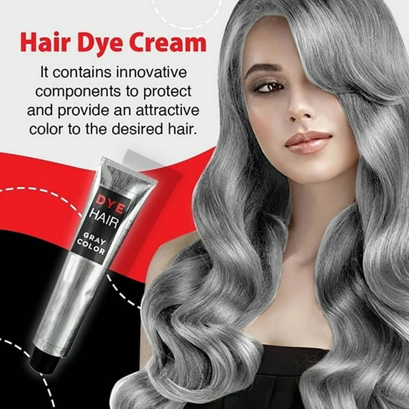 Rdeuod Hair Dye Shampoo for Gray Hair, Unisex DIY Fashion Gray Color Super Gray Hair Dye-Cream 100ml for Women Men，Silver