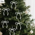 thumbnail image 1 of Rdhnmea 12Pcs Christmas Pearl Bow Ornaments Set White Small Hanging Christmas Tree Decorations for Home Holiday Xmas Decor, 1 of 7