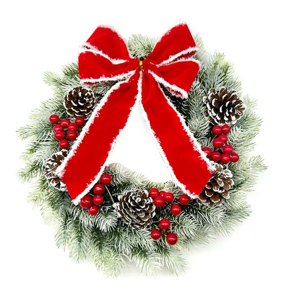 Rdhnmea Christmas Bow Wreath Artificial Hanging Spray White Garland for Front Door Wall In/Outdoors Ornament Party Xmas Supplies