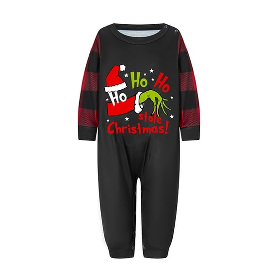 Rdhnmea Christmas Family Pajamas Matching Set Santa Claus Print Long Sleeve Tops and Plaid Pants Sleepwear Soft Nightwear Xmas Pjs