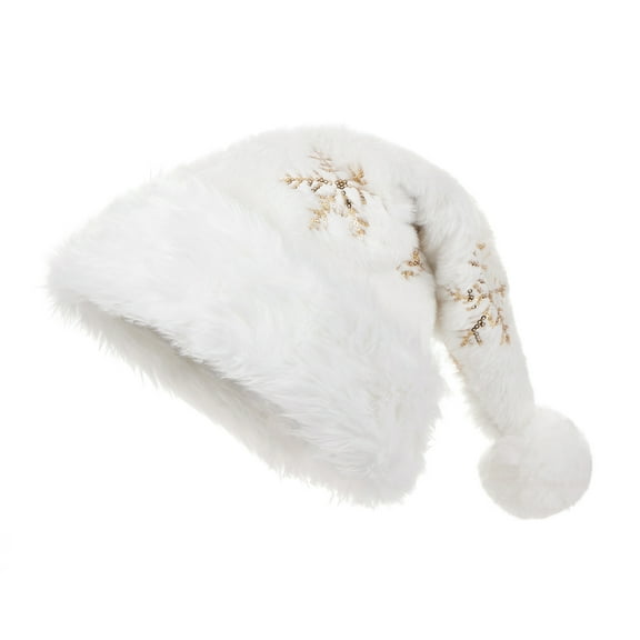 Rdhnmea Christmas Hat Santa Hat Sequins Snowflake Santa Claus Hat Plush Christmas Hat Xmas New Year Party Cosplay Costume