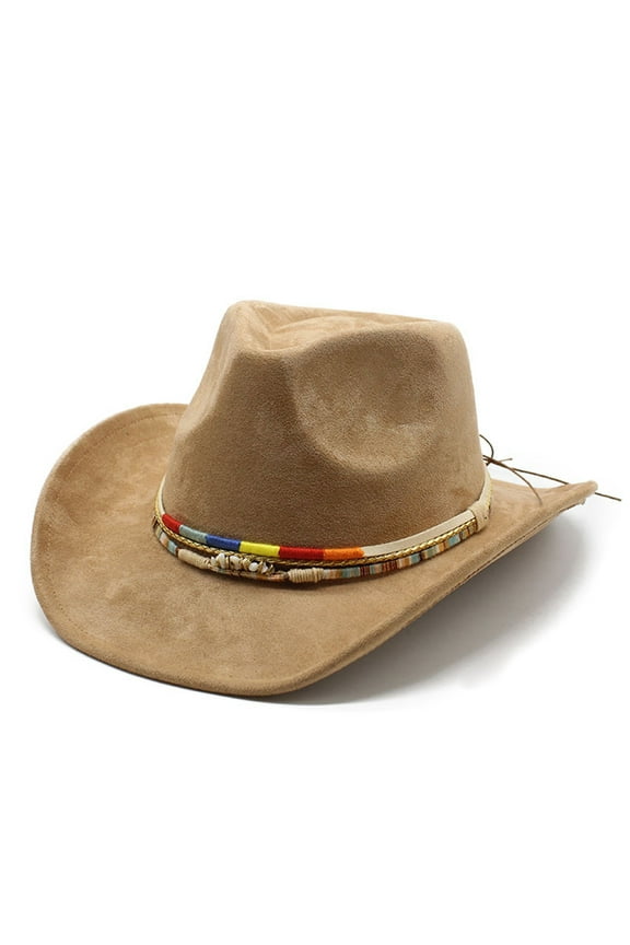 Cowboy Hat for Women and Men Felt Wide Brim Classic Outdoor Fedora Hats Western Cowboy Cowgirl Hats with Belt Buckle
