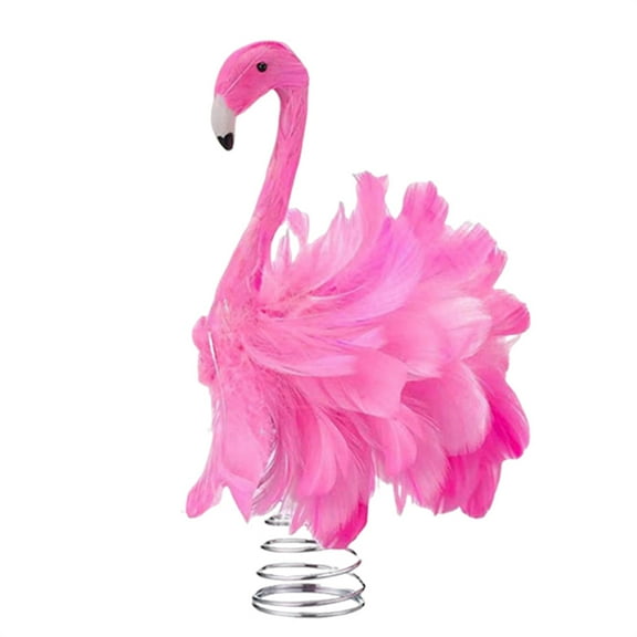 Rdhnmea Flamingo Christmas Tree Topper Artificial Feather Pink Flamingo Decoration for Christmas Garden Indoor Outdoor Holiday Party Ornaments