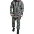 thumbnail image 1 of Rdhnmea Mens Fleece Lined Hooded Jumpsuit Full Zip  one-piece  Rompers One Piece Overalls Jogging Suit Tracksuit with Pockets, 1 of 10