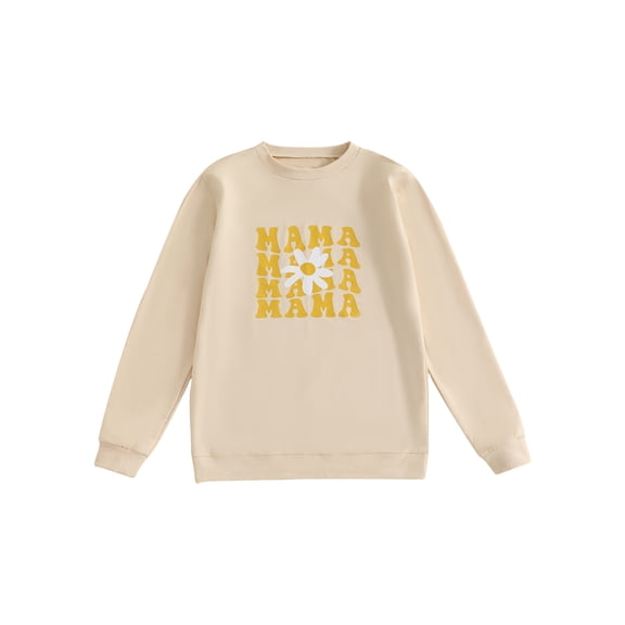 Rdhnmea Mommy and Me Matching Outfits Cute Bow Mama and Mini Long Sleeve Crewneck Sweatshirt Tops Mother Baby Matching Clothes