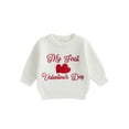 thumbnail image 1 of Rdhnmea My First Valentines Day Baby Boy Girl Outfit Knit Sweater Letters Heart Embroidery Newborn Toddler Infant Sweaters Fall Spring Clothes, 1 of 9