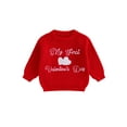 thumbnail image 1 of Rdhnmea My First Valentines Day Baby Boy Girl Outfit Knit Sweater Letters Heart Embroidery Newborn Toddler Infant Sweaters Fall Spring Clothes, 1 of 9