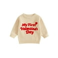 thumbnail image 1 of Rdhnmea My First Valentines Day Baby Boy Girl Outfit Knit Sweater Letters Heart Embroidery Newborn Toddler Infant Sweaters Fall Spring Clothes, 1 of 9