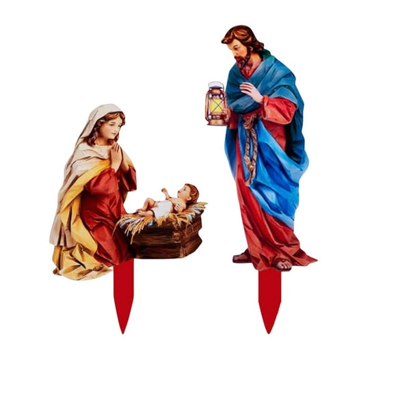 Rdhnmea Nativity Yard Stakes Christmas Garden Stakes Acrylic Flat Ornaments for Outdoor Garden Yard Pathway Lawn Ornaments