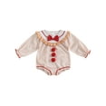 thumbnail image 1 of Rdhnmea Newborn Baby Girl Christmas Outfit Gingerbread Smocked Bubble Romper Candy Cane Plaid Jumpsuits with Bow Headband My First Xmas Clothes, 1 of 9