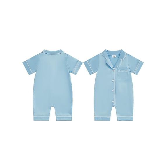 Rdhnmea Newborn Baby Girls Boys Silk Pajamas Rompers Button Down Short Sleeve Satin Infant Pjs One Piece Jumpsuit Shorts