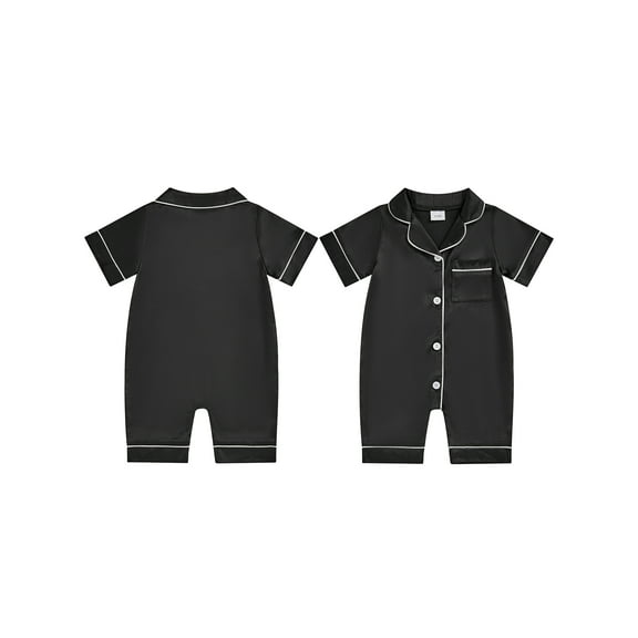 Rdhnmea Newborn Baby Girls Boys Silk Pajamas Rompers Button Down Short Sleeve Satin Infant Pjs One Piece Jumpsuit Shorts
