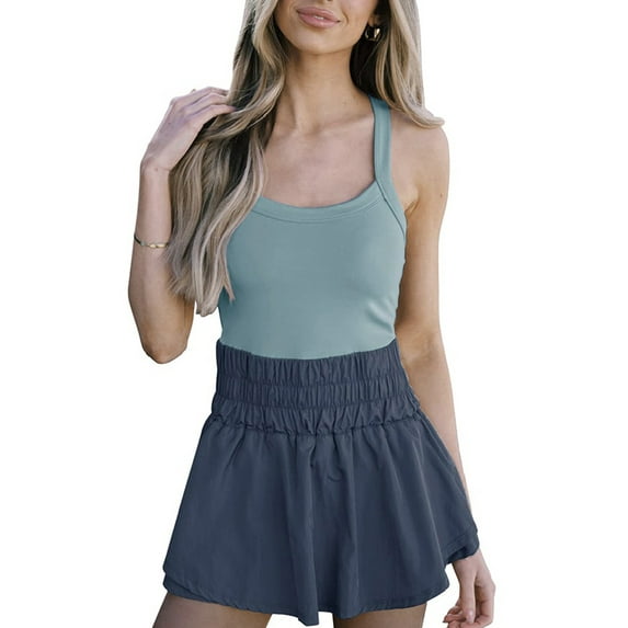 Rdhnmea Tennis Dress for Women Underneath Sleeveless Solid Color Athletic Golf Dresses Workout Exercise Sports Dress