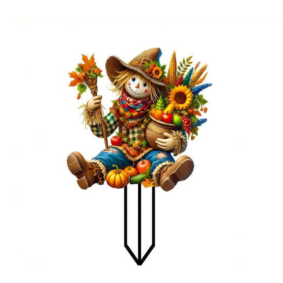 Rdhnmea Thanksgiving Fall Garden Stakes Harvest Scarecrow Yard Signs Plant Pot Sticks for Outside Patio Lawn Outdoor Decorations