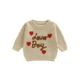 thumbnail image 1 of Rdhnmea Toddler Baby Boys Valentines Sweater Lover Boy Letters Heart Embroidery Crew Neck Long Sleeve Knit Tops Spring Outfits, 1 of 9