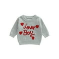 thumbnail image 1 of Rdhnmea Toddler Baby Boys Valentines Sweater Lover Boy Letters Heart Embroidery Crew Neck Long Sleeve Knit Tops Spring Outfits, 1 of 9