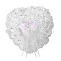 Rdhnmea Wedding Ring Pillow Rhinestones Flowers Heart Ring Box Holder Ring Bearer Pillow Cushion for Wedding Ceremony Party