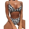 thumbnail image 1 of Rdhnmea Women 2 Piece Bikini Set Leopard Print Swimsuit Crocodile Stone Pattern Swimwear Deep V Neck Bathing Suit High Waist Bikinis Bathing Suit, 1 of 9