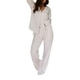 thumbnail image 1 of Rdhnmea Women 2 Piece Floral Pajamas Lounge Set Y2K Long Sleeve Shirt Wide Leg Pants Sleepwear Pj Matching Sets, 1 of 9
