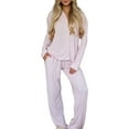 thumbnail image 1 of Rdhnmea Women 2 Piece Floral Pajamas Lounge Set Y2K Long Sleeve Shirt Wide Leg Pants Sleepwear Pj Matching Sets, 1 of 9