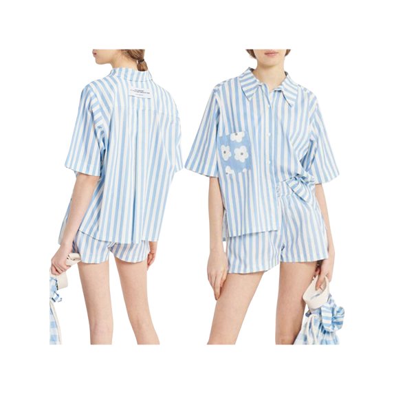 Rdhnmea Women 2 Piece Lounge Shorts Set Plaid/Stripes/Flower Print Short Sleeve Shirt with Elastic Waist Shorts Summer Outfits