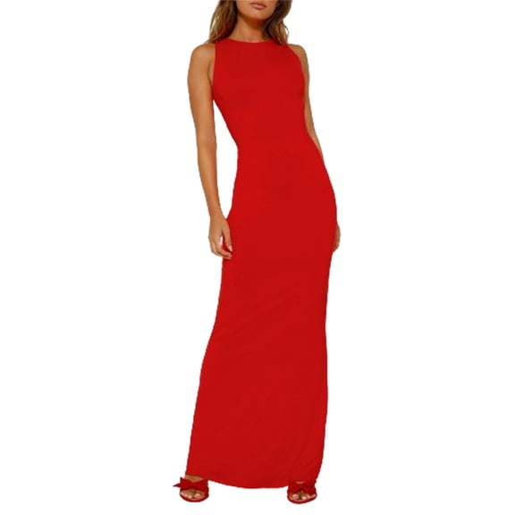 Rdhnmea Women Bodycon Dress Floral Print/Solid Color Hollow Lacing Sleeveless Round Neck Long Tank Dresses Party Clubwear