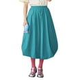 thumbnail image 1 of Rdhnmea Women Bubble Skirt, Elegant Elastic Waist Pleated Solid Long Skirt, 1 of 9