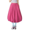 thumbnail image 1 of Rdhnmea Women Bubble Skirt, Elegant Elastic Waist Pleated Solid Long Skirt, 1 of 9